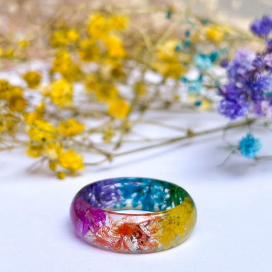 unique Rainbow Flower ring