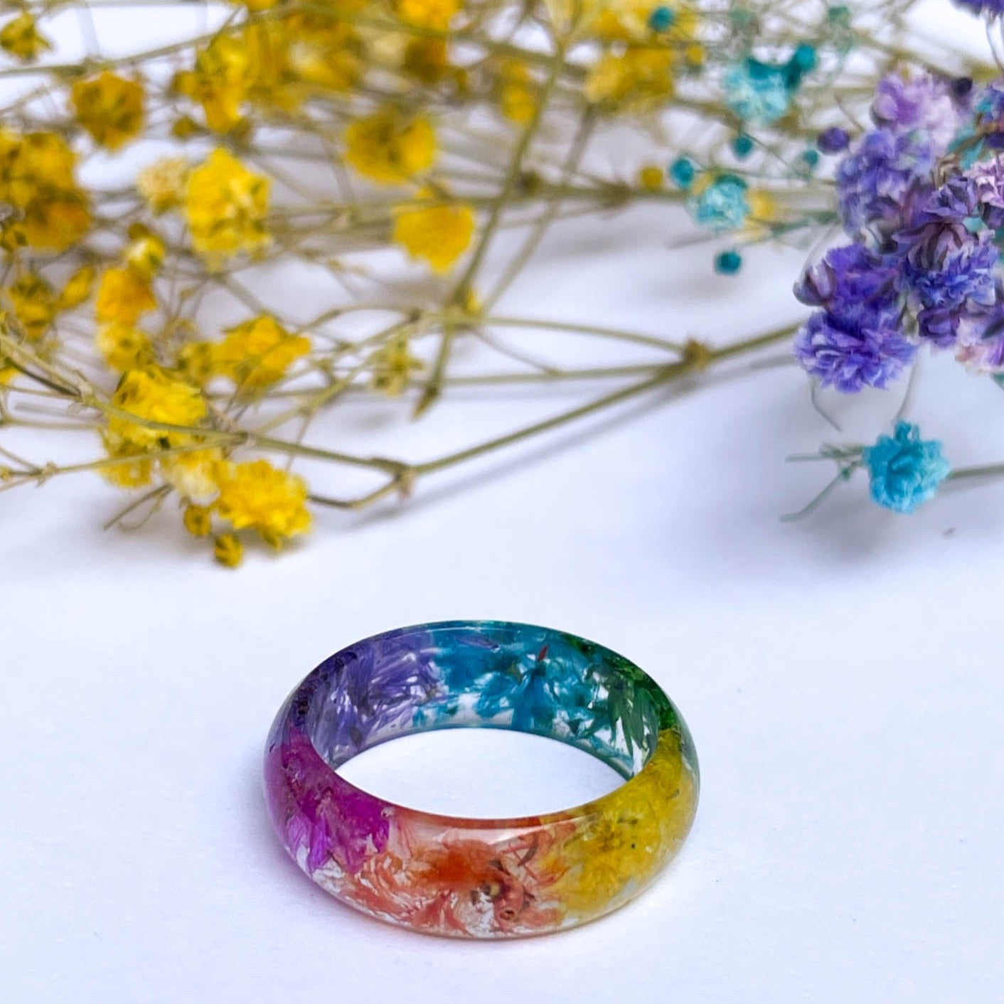 unique Rainbow Flower ring