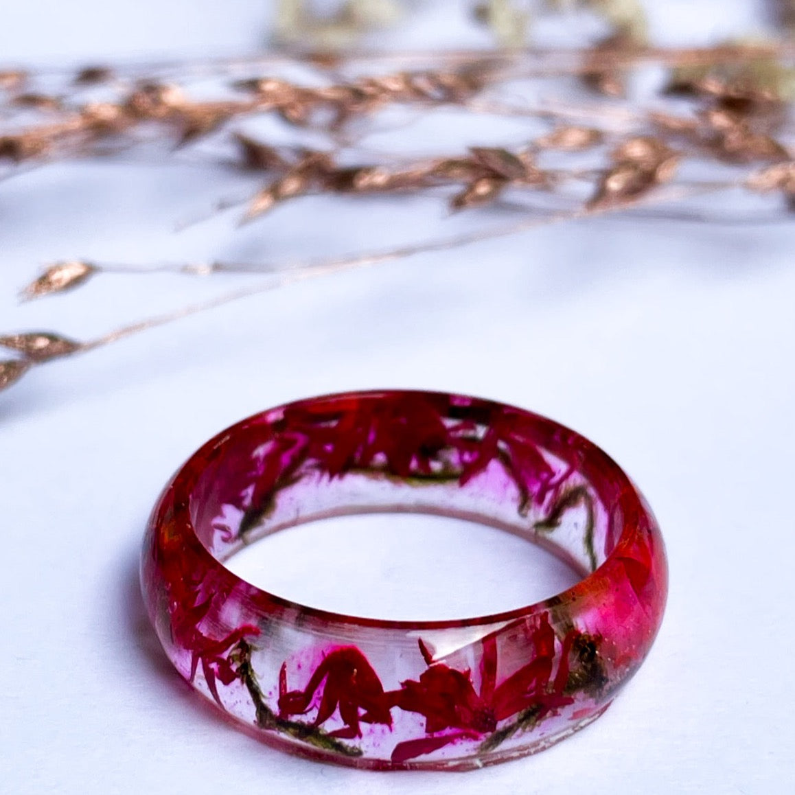 unique real Red flower ring