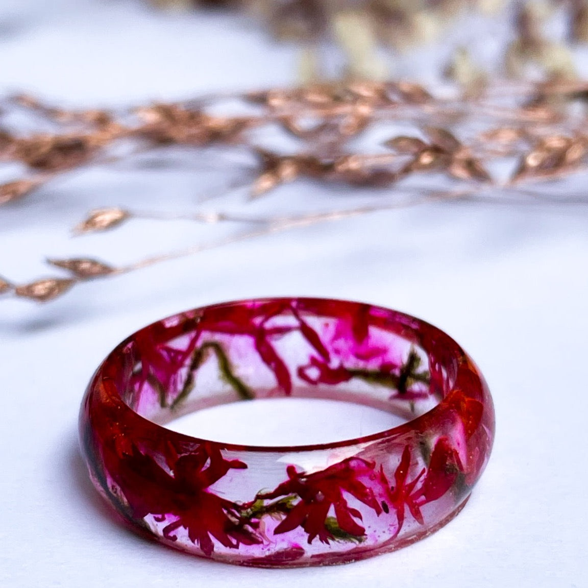 unique real Red flower ring