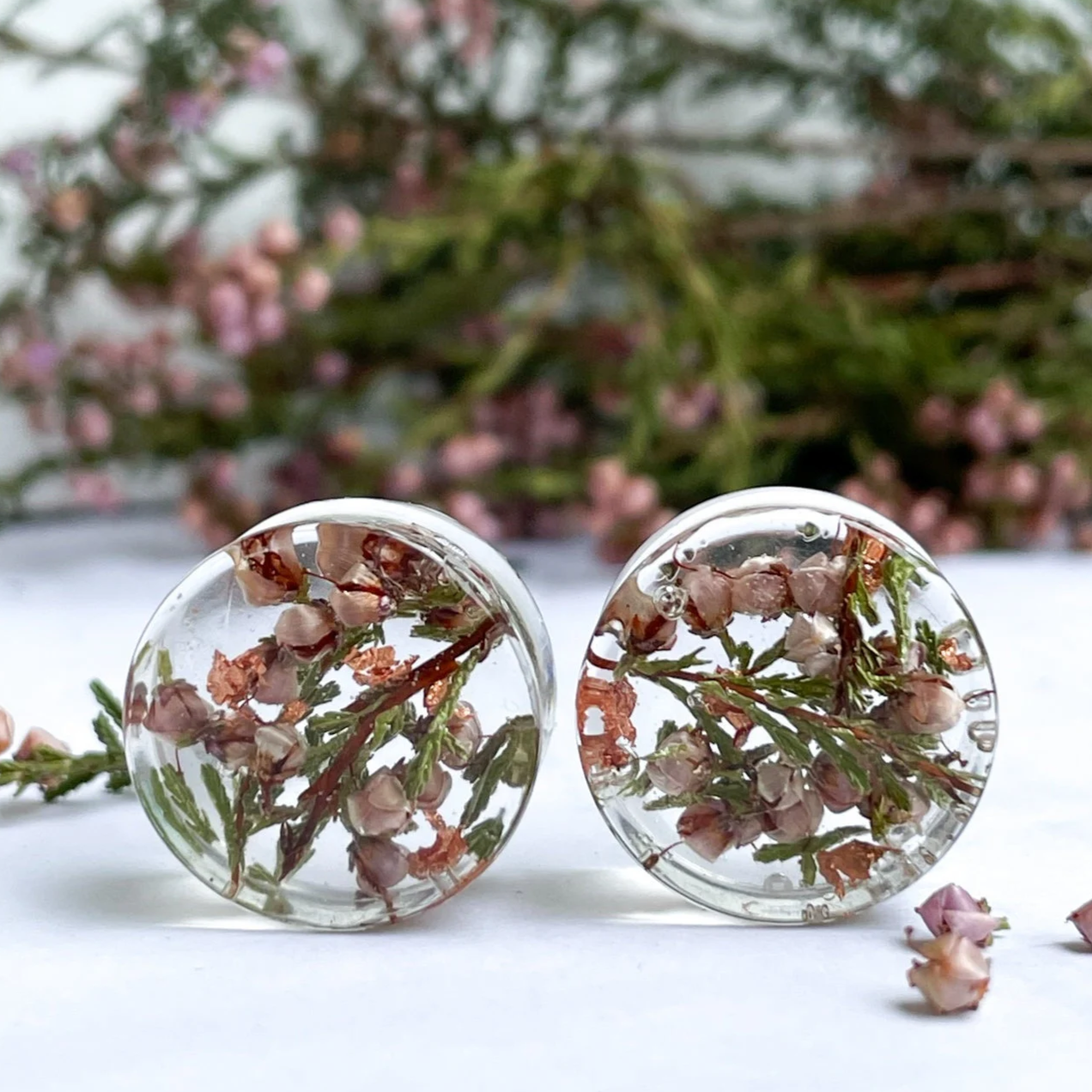 Heather flower ear gauges