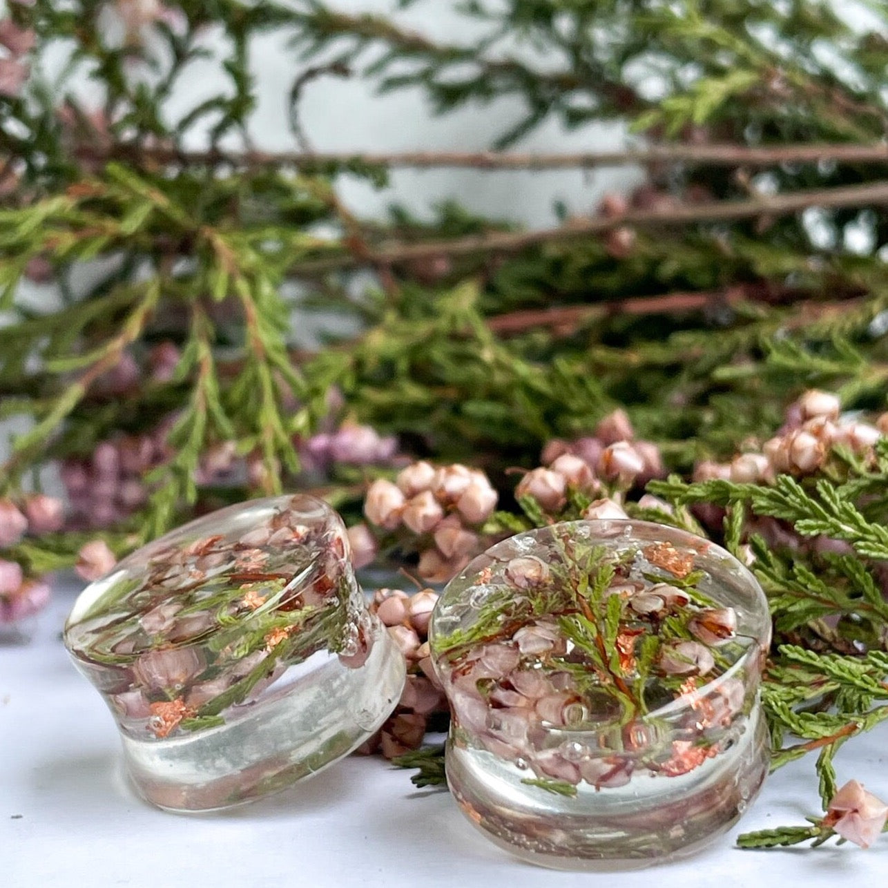 Heather flower ear gauges