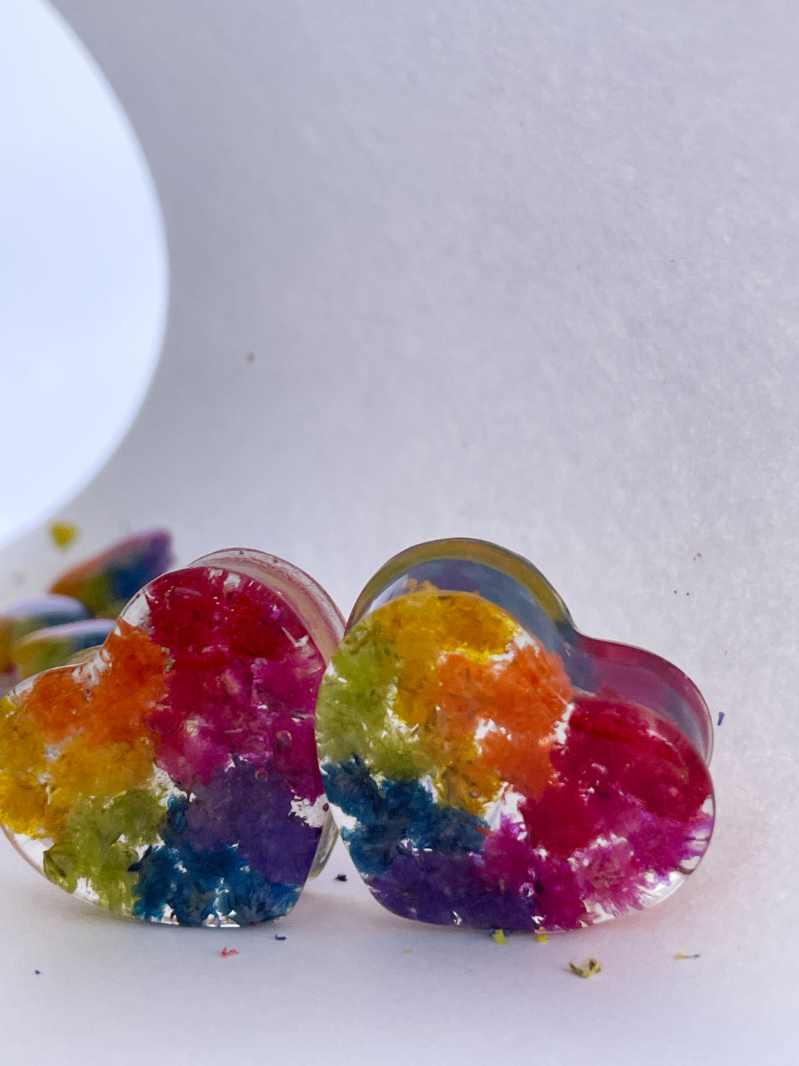 Rainbow Heart ear gauges