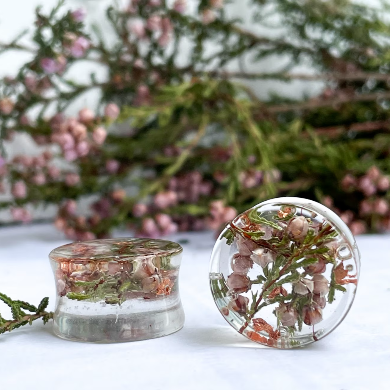 Heather flower ear gauges