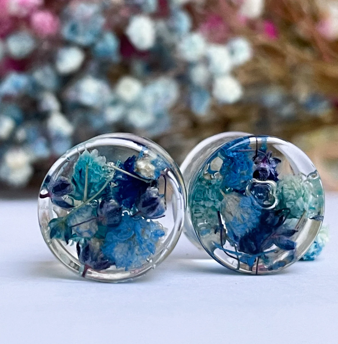 Dark blue and Light Blue ear gauges