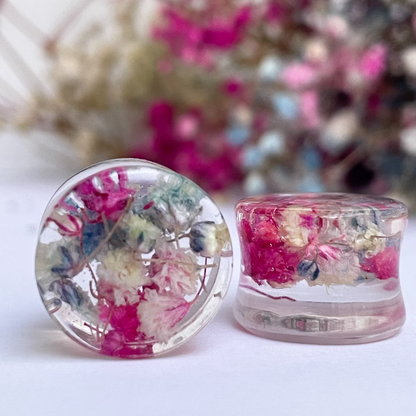 Pink, Light Blue and White coloured flower gauges